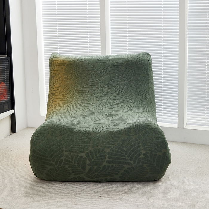 91家纺网 家纺一手货源 找家纺 共鸣沙发套 2024新款臻品提花系列懒人沙发套（织叶花系） 织叶松绿