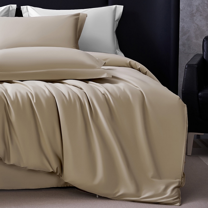 91家纺网 家纺一手货源 找家纺 轩和家居  2024新款70S长绒棉四件套 浮光金