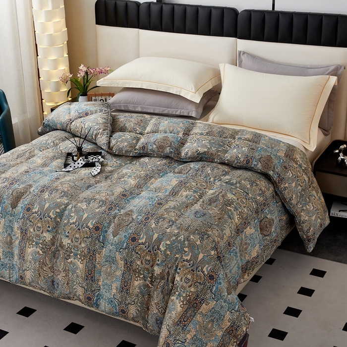 91家纺网 家纺一手货源 找家纺 御眠纺羽绒被壳 2024新款糯棉印花单层羽绒被壳软糯静音羽绒被壳厂家直销 摩纳哥蓝