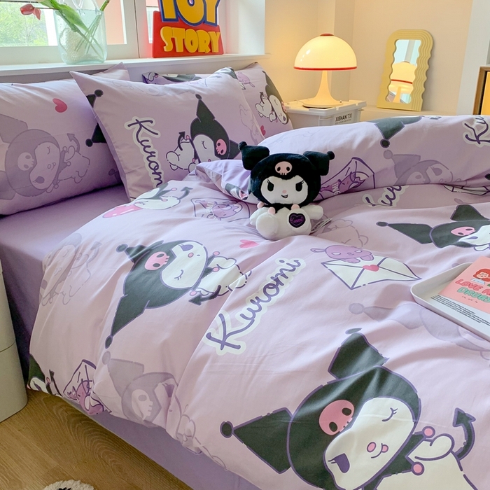 91家纺网 家纺一手货源 找家纺 玉元坊 2025年新款三丽鸥系列全棉纯棉简约基础款四件套三件套--库洛米简约款式 库洛米【简约款】