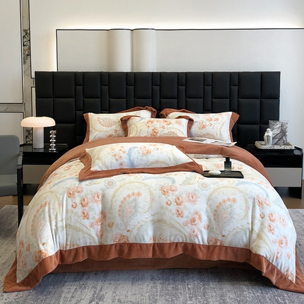 若未家居 LOVEWE HOUSE 2025新款260克全消光牛奶绒数码活性印染四件套 月下花开