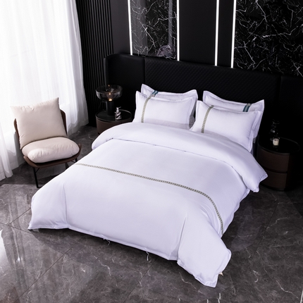 91家纺网 家纺一手货源 找家纺 中乾酒店布草工厂店 2024新款120克加密织带款酒店磨毛四件套 如沐春风