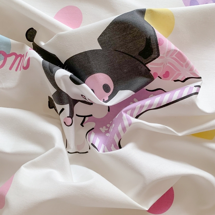 91家纺网 家纺一手货源 找家纺 玉元坊 2025年新款三丽鸥系列全棉纯棉简约基础款四件套三件套--库洛米简约款式 波点库洛米【简约款】