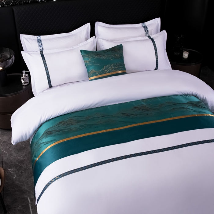 91家纺网 家纺一手货源 找家纺 （总）中乾酒店布草工厂店 2024新款120克加密织带款酒店磨毛四件套