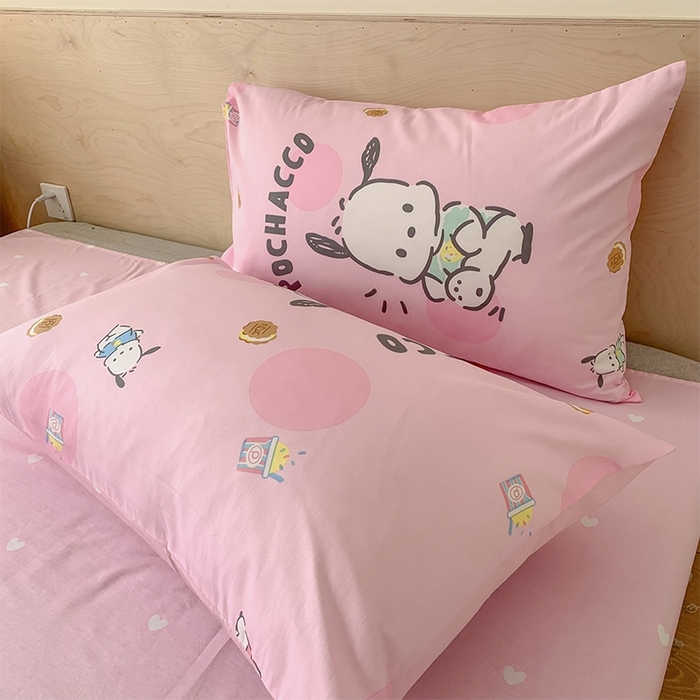 91家纺网 家纺一手货源 找家纺 玉元坊 2025年新款三丽鸥系列全棉纯棉简约基础款四件套三件套--帕恰狗简约款式 开心帕恰狗【简约款式】