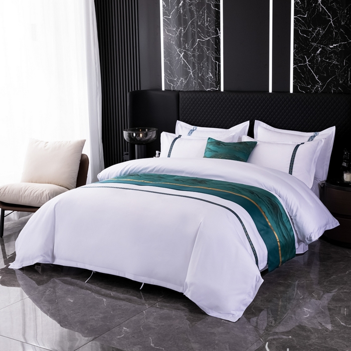 91家纺网 家纺一手货源 找家纺 （总）中乾酒店布草工厂店 2024新款120克加密织带款酒店磨毛四件套