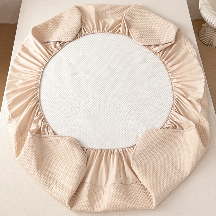 91家纺网 家纺一手货源 找家纺 小萌虎 2024新款华夫防水夹棉床笠 华夫-奶咖