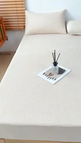 91家纺网 家纺一手货源 找家纺 小萌虎 2024新款华夫防水夹棉床笠 华夫-奶咖