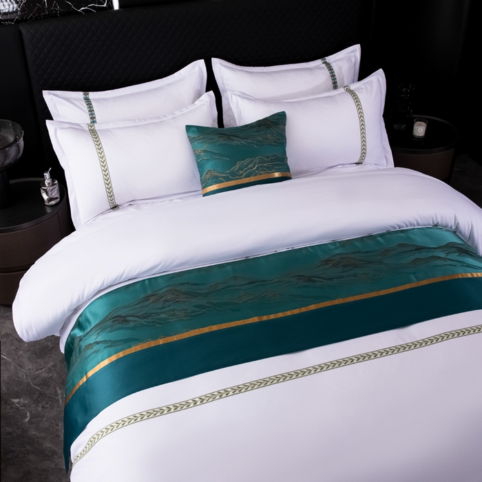 91家纺网 家纺一手货源 找家纺 中乾酒店布草工厂店 2024新款120克加密织带款酒店磨毛四件套 如沐春风