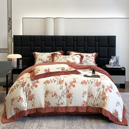 若未家居 LOVEWE HOUSE 2025新款260克全消光牛奶绒数码活性印染四件套 花想容