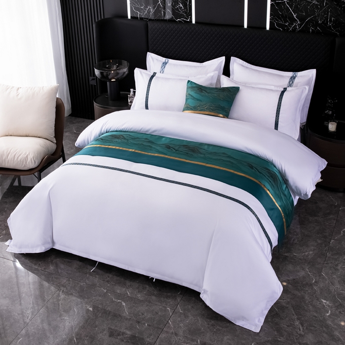 91家纺网 家纺一手货源 找家纺 （总）中乾酒店布草工厂店 2024新款120克加密织带款酒店磨毛四件套