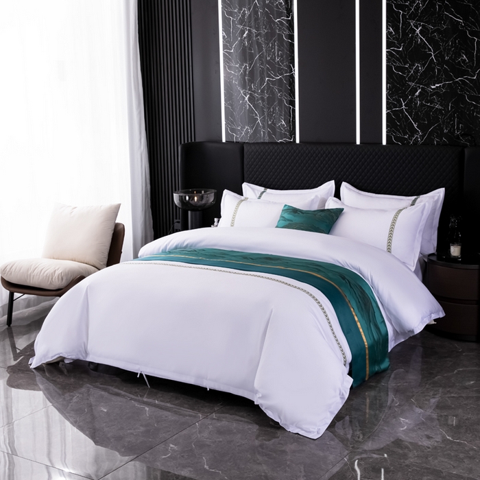 91家纺网 家纺一手货源 找家纺 中乾酒店布草工厂店 2024新款120克加密织带款酒店磨毛四件套 如沐春风