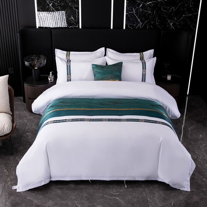 91家纺网 家纺一手货源 找家纺 中乾酒店布草工厂店 2024新款140克织带款酒店加厚磨毛四件套 锦绣祥云