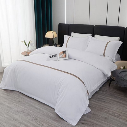 中乾酒店布草工厂店 2024新款120克加密织带款酒店磨毛四件套 日进斗金