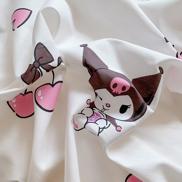 91家纺网 家纺一手货源 找家纺 玉元坊 2025年新款三丽鸥系列全棉纯棉简约基础款四件套三件套--库洛米简约款式 樱桃库洛米【简约款】