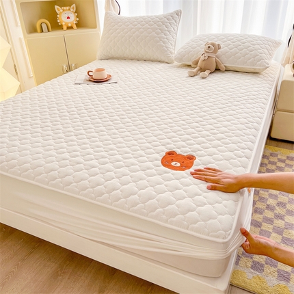 （总）伊人坊 2025新款全棉色织水洗棉夹棉床笠床垫保护套刺绣款