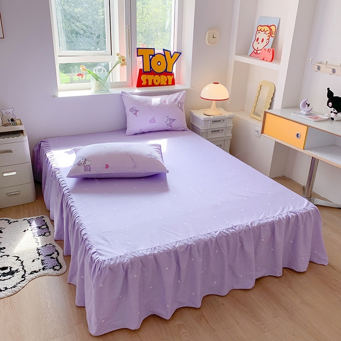 91家纺网 家纺一手货源 找家纺 玉元坊 2025年新款三丽鸥系列全棉纯棉简约基础款四件套三件套--库洛米简约款式 库洛米宝贝【简约款】