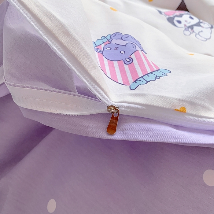 91家纺网 家纺一手货源 找家纺 玉元坊 2025年新款三丽鸥系列全棉纯棉简约基础款四件套三件套--库洛米简约款式 库洛米伙伴【简约款】