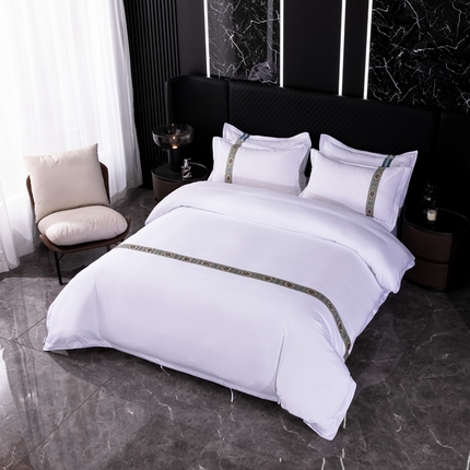 91家纺网 家纺一手货源 找家纺 （总）中乾酒店布草工厂店 2024新款140克织带款酒店加厚磨毛四件套