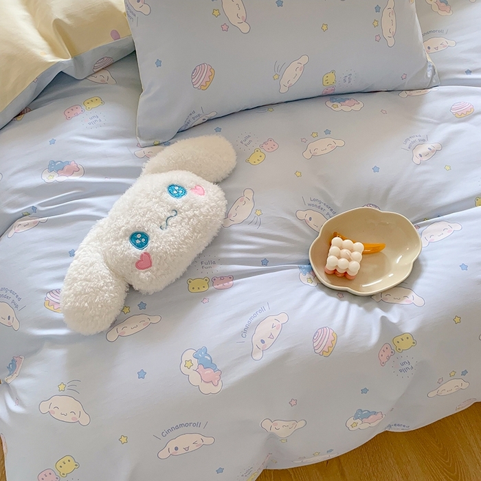 91家纺网 家纺一手货源 找家纺 玉元坊 2025年新款三丽鸥系列全棉纯棉简约基础款四件套三件套--大耳狗简约款式 云朵大耳狗【简约款】