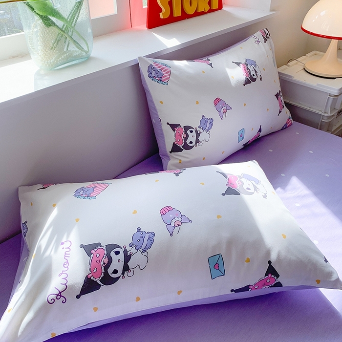 91家纺网 家纺一手货源 找家纺 玉元坊 2025年新款三丽鸥系列全棉纯棉简约基础款四件套三件套--库洛米简约款式 库洛米伙伴【简约款】