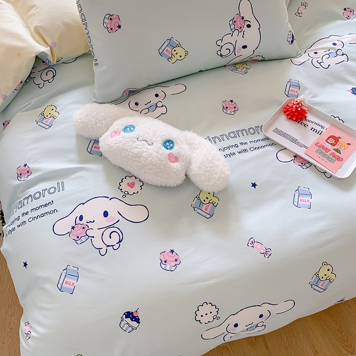 91家纺网 家纺一手货源 找家纺 玉元坊 2025年新款三丽鸥系列全棉纯棉简约基础款四件套三件套--大耳狗简约款式 牛奶大耳狗【简约款】