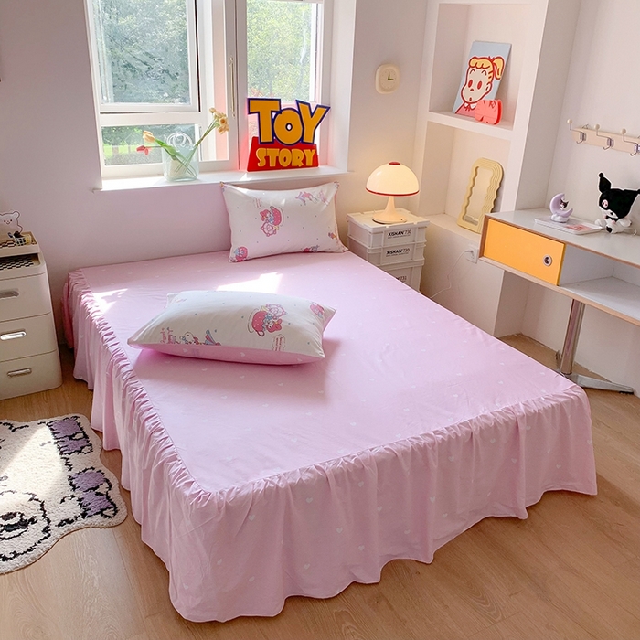 91家纺网 家纺一手货源 找家纺 玉元坊 2025年新款三丽鸥系列全棉纯棉简约基础款四件套三件套--美乐蒂简约款式 开心美乐蒂【简约款】