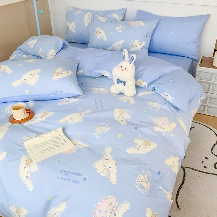 91家纺网 家纺一手货源 找家纺 玉元坊 2025年新款三丽鸥系列全棉纯棉简约基础款四件套三件套--大耳狗简约款式 简约款-蛋糕玉桂狗