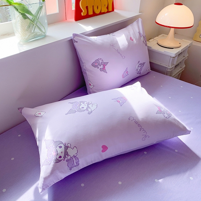 91家纺网 家纺一手货源 找家纺 玉元坊 2025年新款三丽鸥系列全棉纯棉简约基础款四件套三件套--库洛米简约款式 库洛米宝贝【简约款】