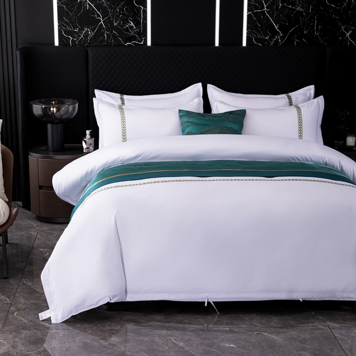 91家纺网 家纺一手货源 找家纺 中乾酒店布草工厂店 2024新款120克加密织带款酒店磨毛四件套 如沐春风