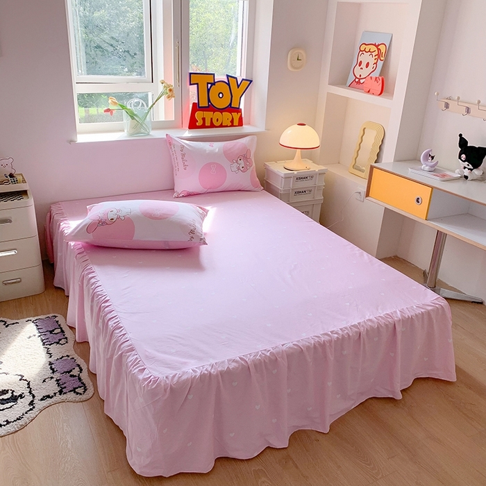 91家纺网 家纺一手货源 找家纺 玉元坊 2025年新款三丽鸥系列全棉纯棉简约基础款四件套三件套--美乐蒂简约款式 圈圈美乐蒂【简约款】