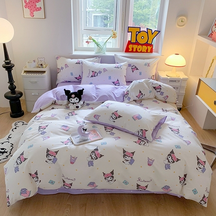 91家纺网 家纺一手货源 找家纺 （总）玉元坊 2025年新款三丽鸥系列全棉纯棉简约基础款四件套三件套--库洛米简约款式