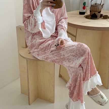 91家纺网 家纺一手货源 找家纺 妍景家居生活馆 2024新款高级金丝绒套装 粉色