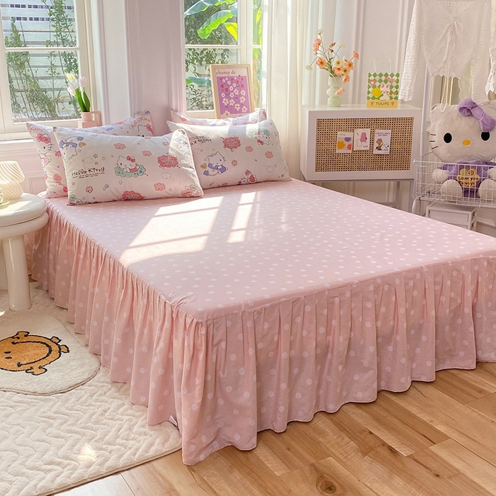 91家纺网 家纺一手货源 找家纺 玉元坊 2025年新款三丽鸥系列全棉纯棉简约基础款四件套三件套--凯蒂猫简约款式 甜心kt 简约款