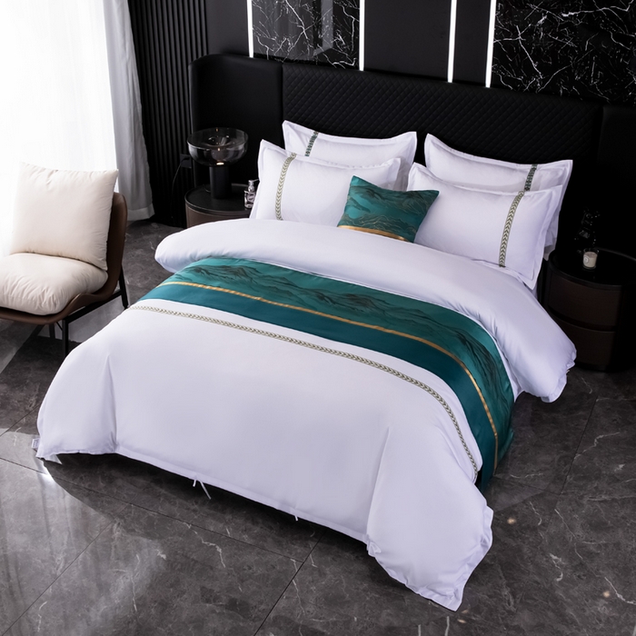 91家纺网 家纺一手货源 找家纺 中乾酒店布草工厂店 2024新款120克加密织带款酒店磨毛四件套 如沐春风