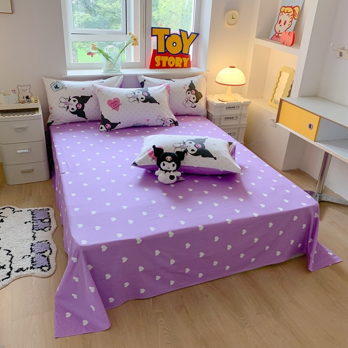 91家纺网 家纺一手货源 找家纺 玉元坊 2025年新款三丽鸥系列全棉纯棉简约基础款四件套三件套--库洛米简约款式 甜筒库洛米【简约款】