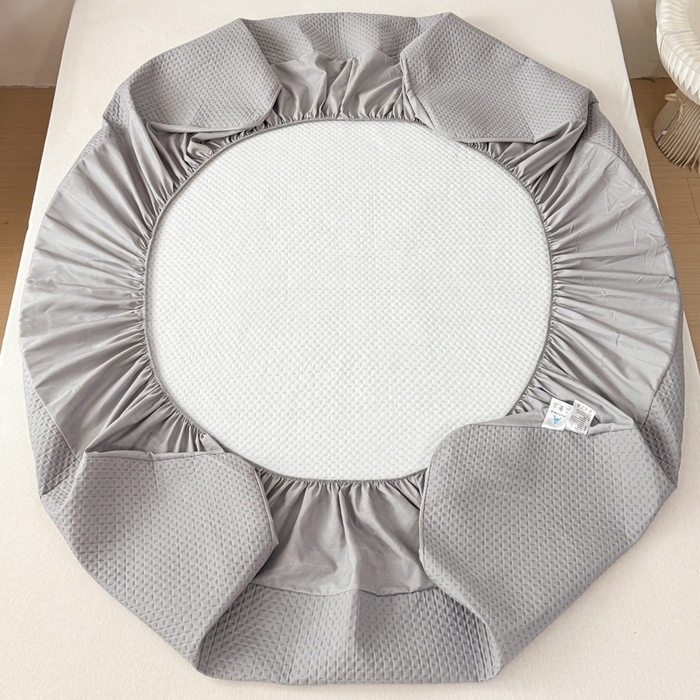 91家纺网 家纺一手货源 找家纺 小萌虎 2024新款华夫防水夹棉床笠 华夫-高级灰