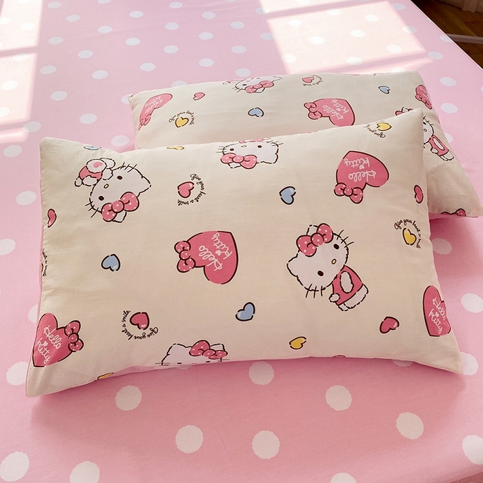 91家纺网 家纺一手货源 找家纺 玉元坊 2025年新款三丽鸥系列全棉纯棉简约基础款四件套三件套--凯蒂猫简约款式 公主kt 简约款