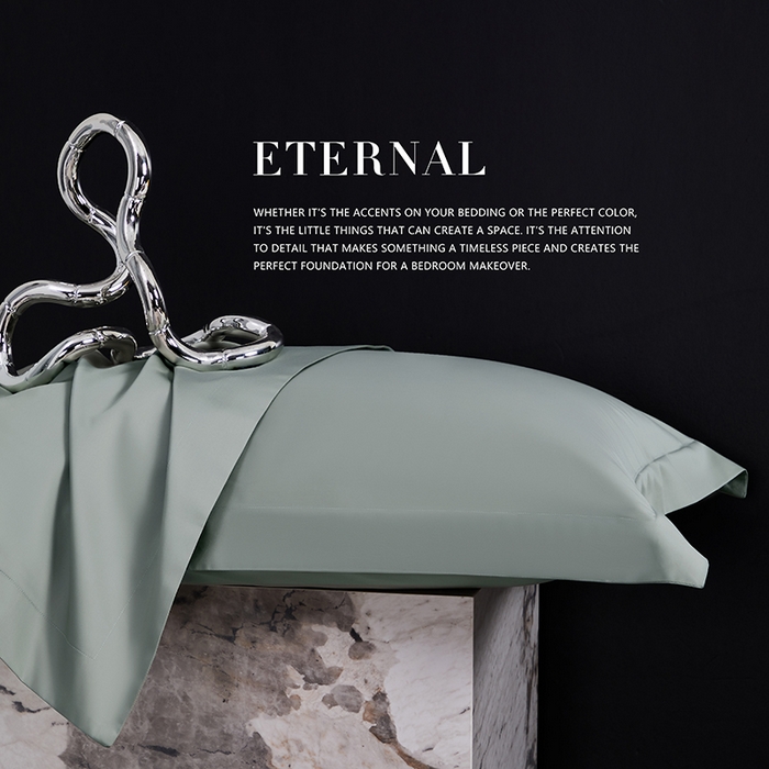 91家纺网 家纺一手货源 找家纺 轩和家居  2024新款70S长绒棉四件套 迷雾绿