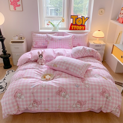 （总）玉元坊 2025年新款三丽鸥系列全棉纯棉简约基础款四件套三件套--美乐蒂简约款式