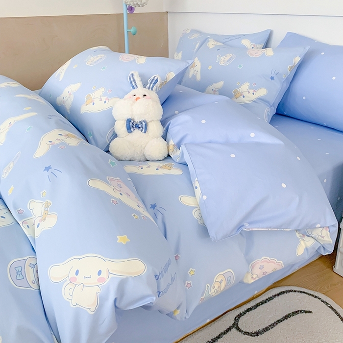 91家纺网 家纺一手货源 找家纺 玉元坊 2025年新款三丽鸥系列全棉纯棉简约基础款四件套三件套--大耳狗简约款式 简约款-蛋糕玉桂狗