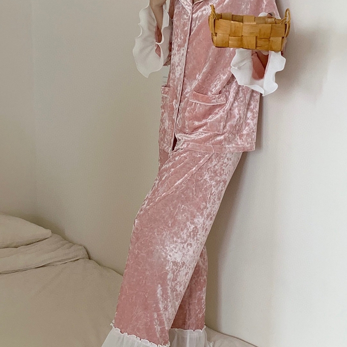 91家纺网 家纺一手货源 找家纺 妍景家居生活馆 2024新款高级金丝绒套装 粉色