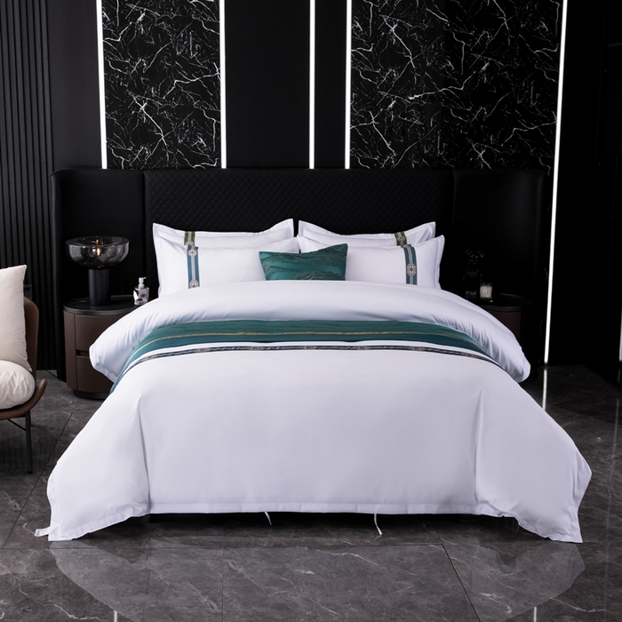 91家纺网 家纺一手货源 找家纺 中乾酒店布草工厂店 2024新款140克织带款酒店加厚磨毛四件套 锦绣祥云