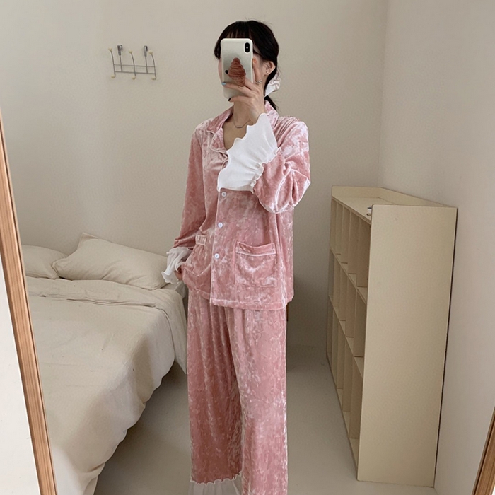 91家纺网 家纺一手货源 找家纺 妍景家居生活馆 2024新款高级金丝绒套装 粉色