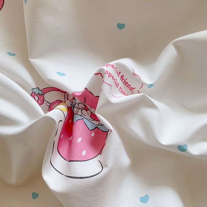 91家纺网 家纺一手货源 找家纺 玉元坊 2025年新款三丽鸥系列全棉纯棉简约基础款四件套三件套--美乐蒂简约款式 开心美乐蒂【简约款】