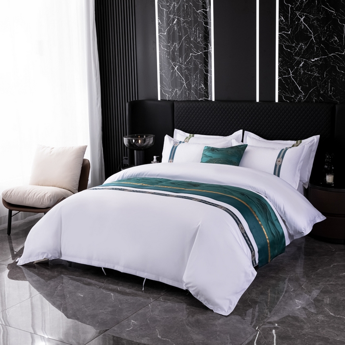 91家纺网 家纺一手货源 找家纺 中乾酒店布草工厂店 2024新款140克织带款酒店加厚磨毛四件套 锦绣祥云