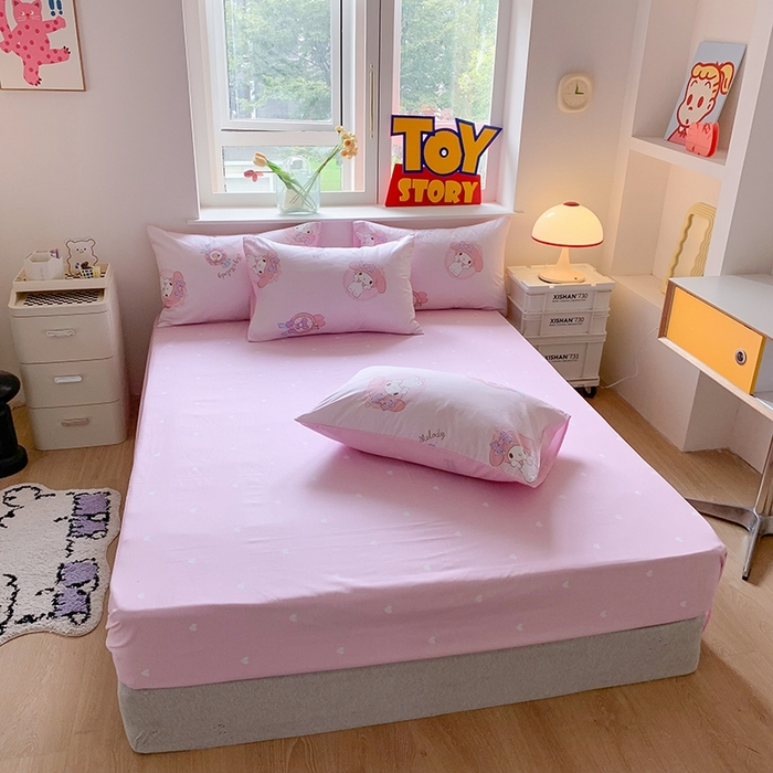 91家纺网 家纺一手货源 找家纺 玉元坊 2025年新款三丽鸥系列全棉纯棉简约基础款四件套三件套--美乐蒂简约款式 小兔美乐蒂【简约款】