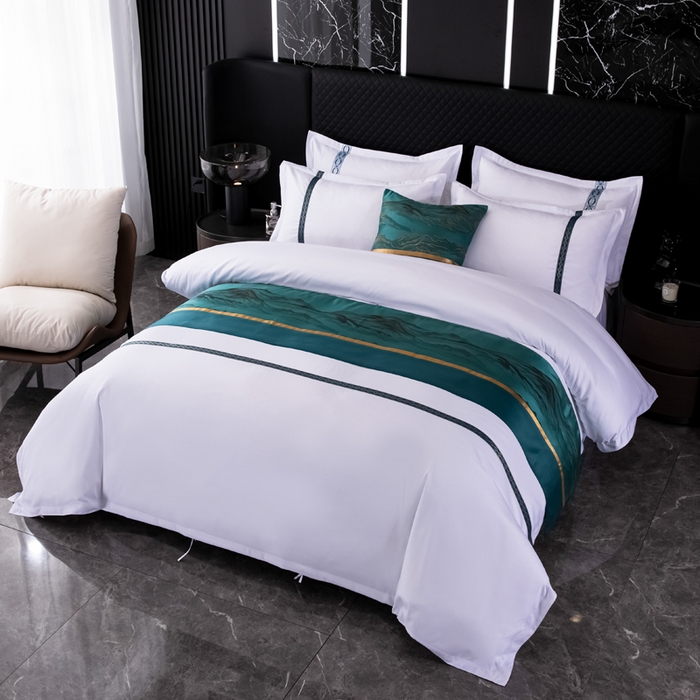 91家纺网 家纺一手货源 找家纺 （总）中乾酒店布草工厂店 2024新款120克加密织带款酒店磨毛四件套