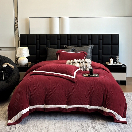 （总）若未家居 LOVEWE HOUSE 2025秋冬260克AB版双拼雕花全消光牛奶绒套件--布拉格