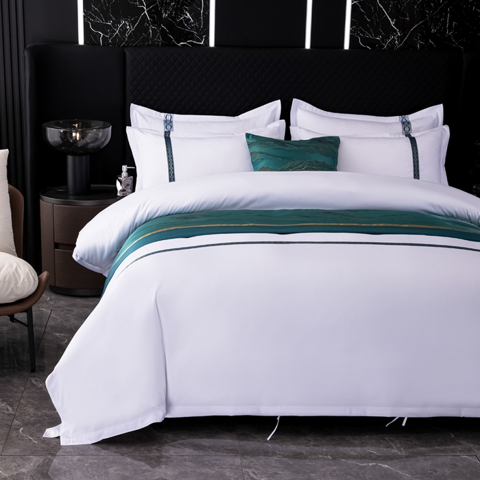 91家纺网 家纺一手货源 找家纺 （总）中乾酒店布草工厂店 2024新款120克加密织带款酒店磨毛四件套